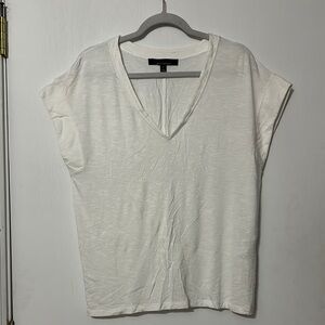 White House Black Market White Cap Sleeve Boxy Tee